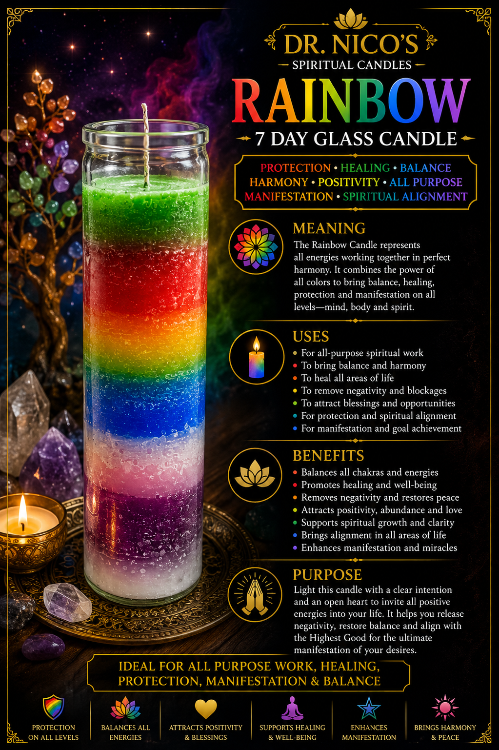 Rainbow 7-Day Glass Candle