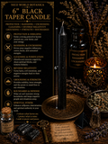 6” Black Taper Candle
