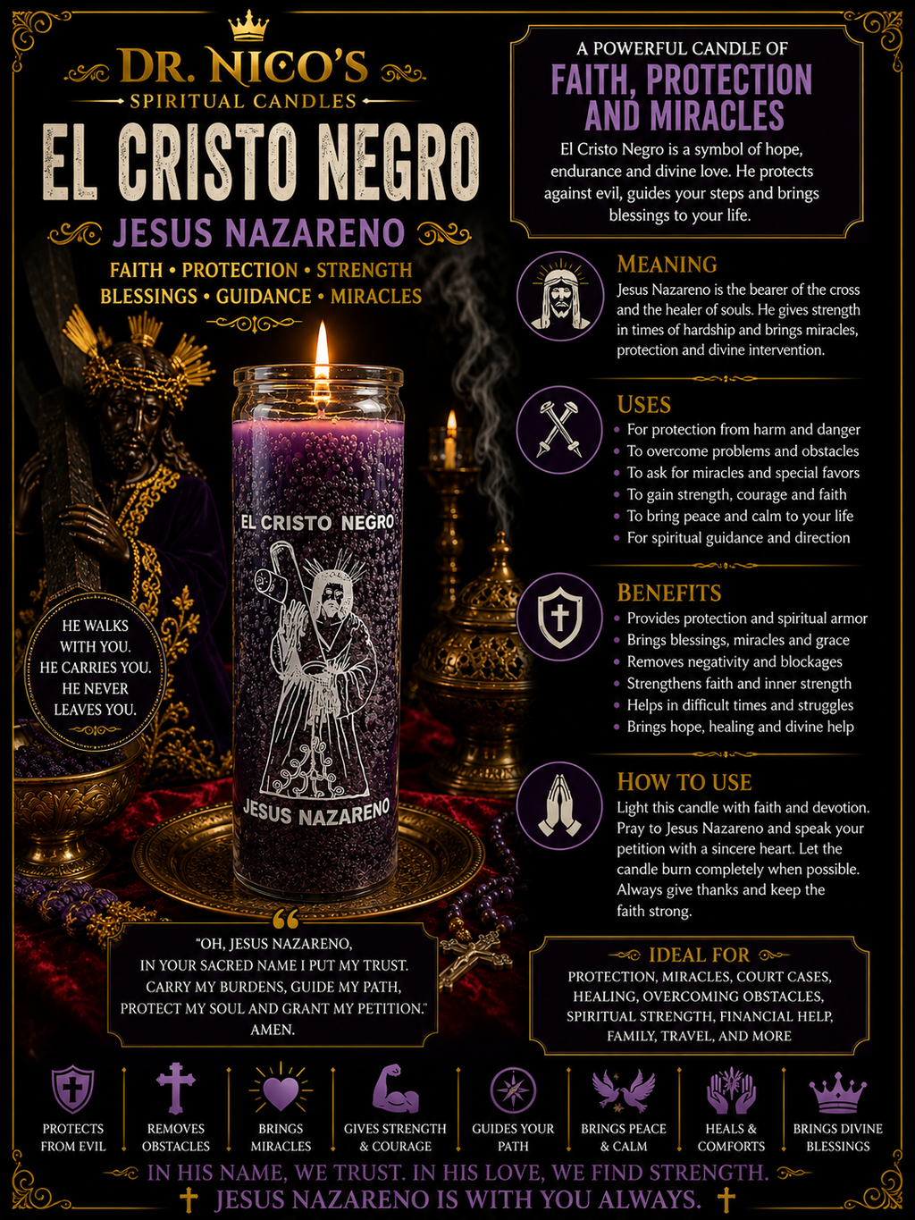 El Cristo Negro / Jesús Nazareno Candle