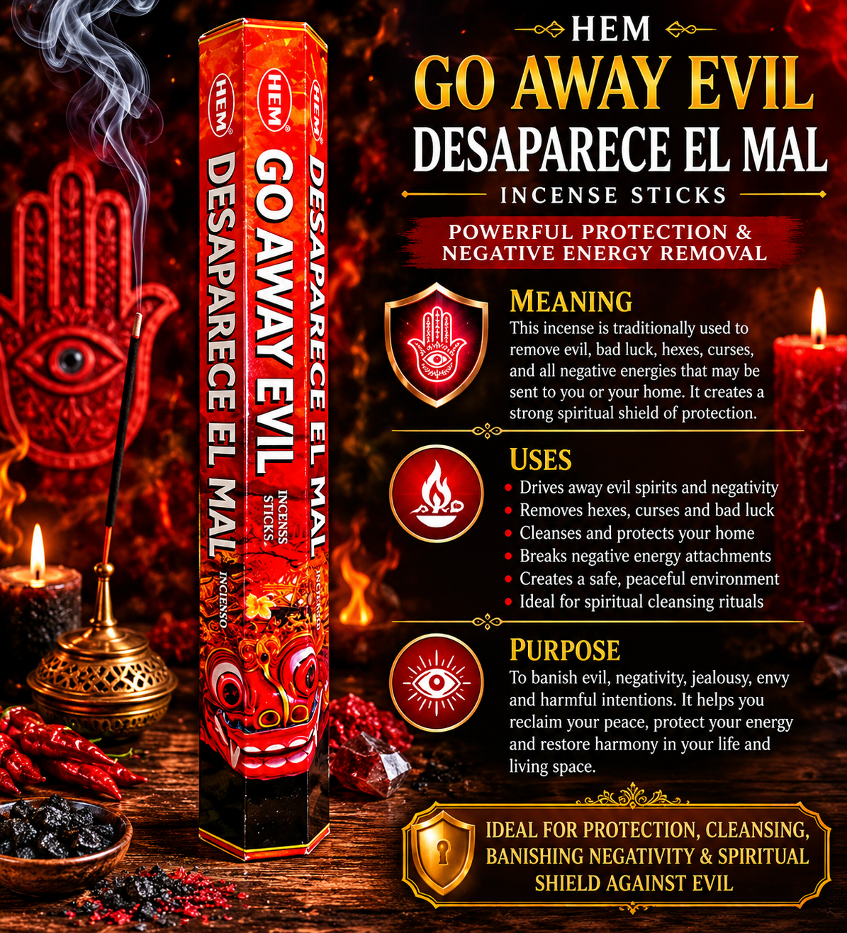 Go Away Evil (Desaparece El Mal) Incense Sticks