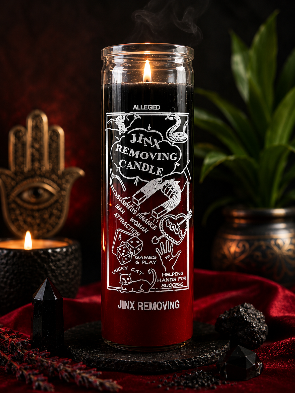 Jinx Removing Candle (Black & Red)