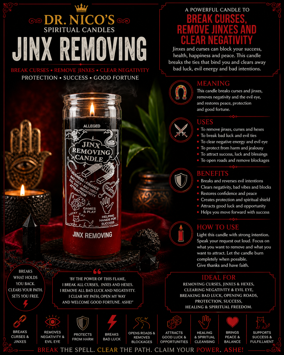 Jinx Removing Candle (Black & Red)