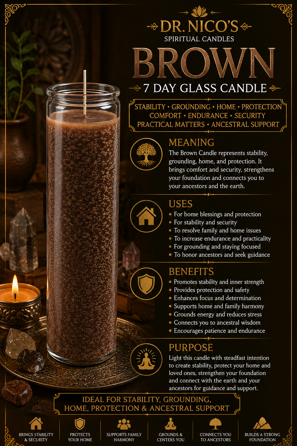Brown 7-Day Glass Candle