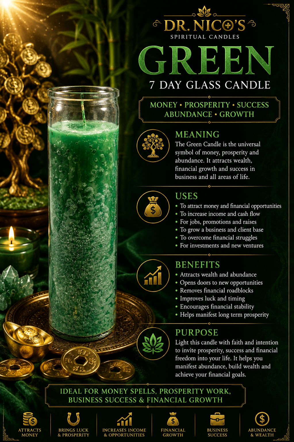 Green 7-Day Glass Candle