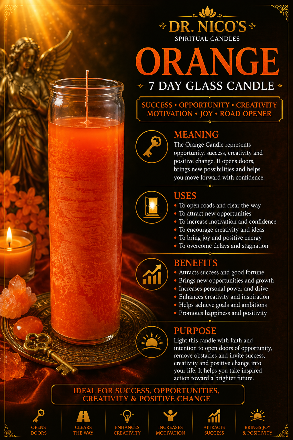Orange 7-Day Glass Candle
