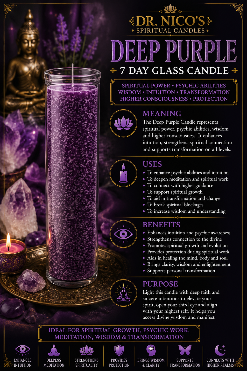 Deep Purple 7-Day Glass Candle