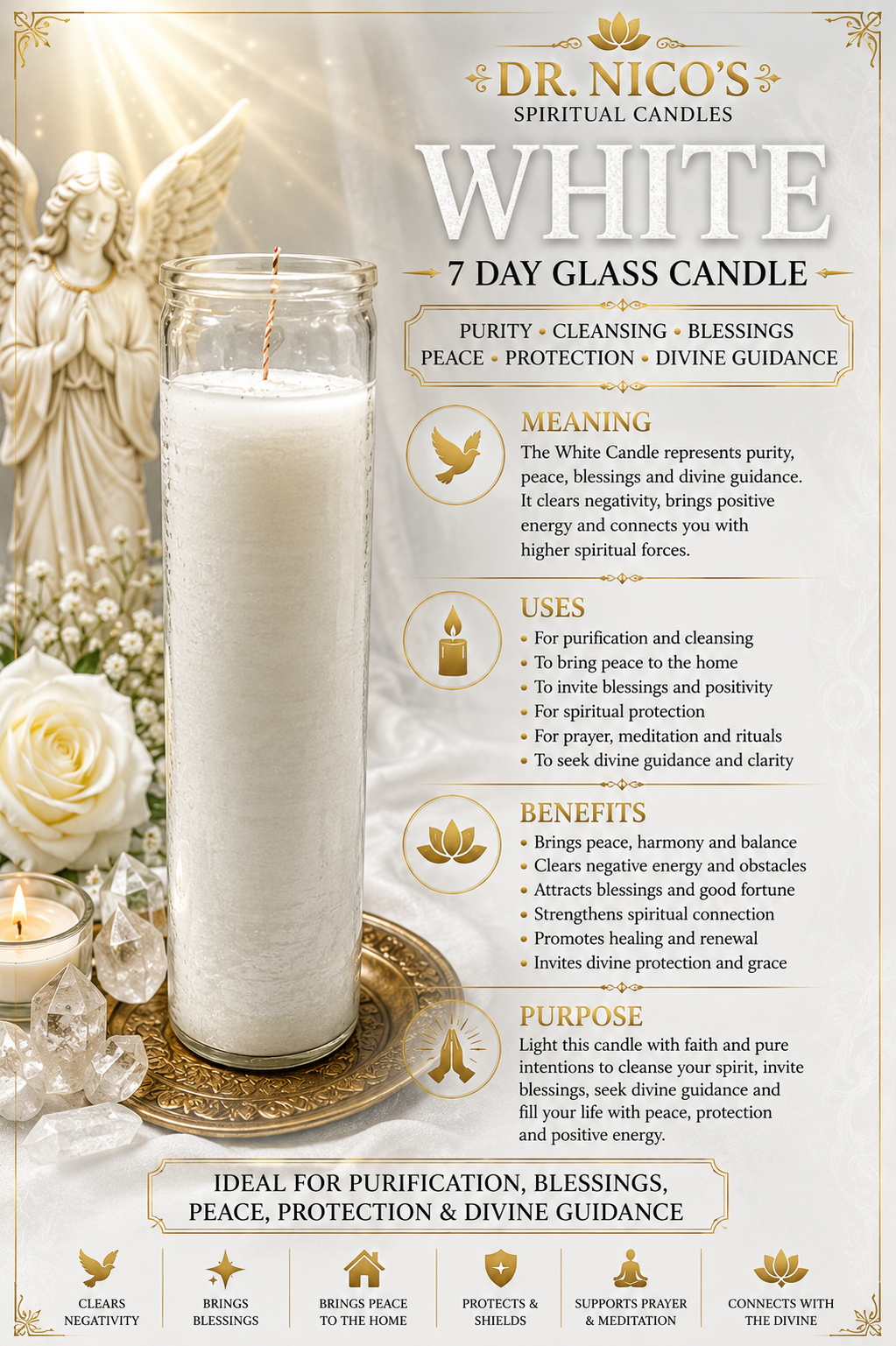 White 7-Day Glass Candle
