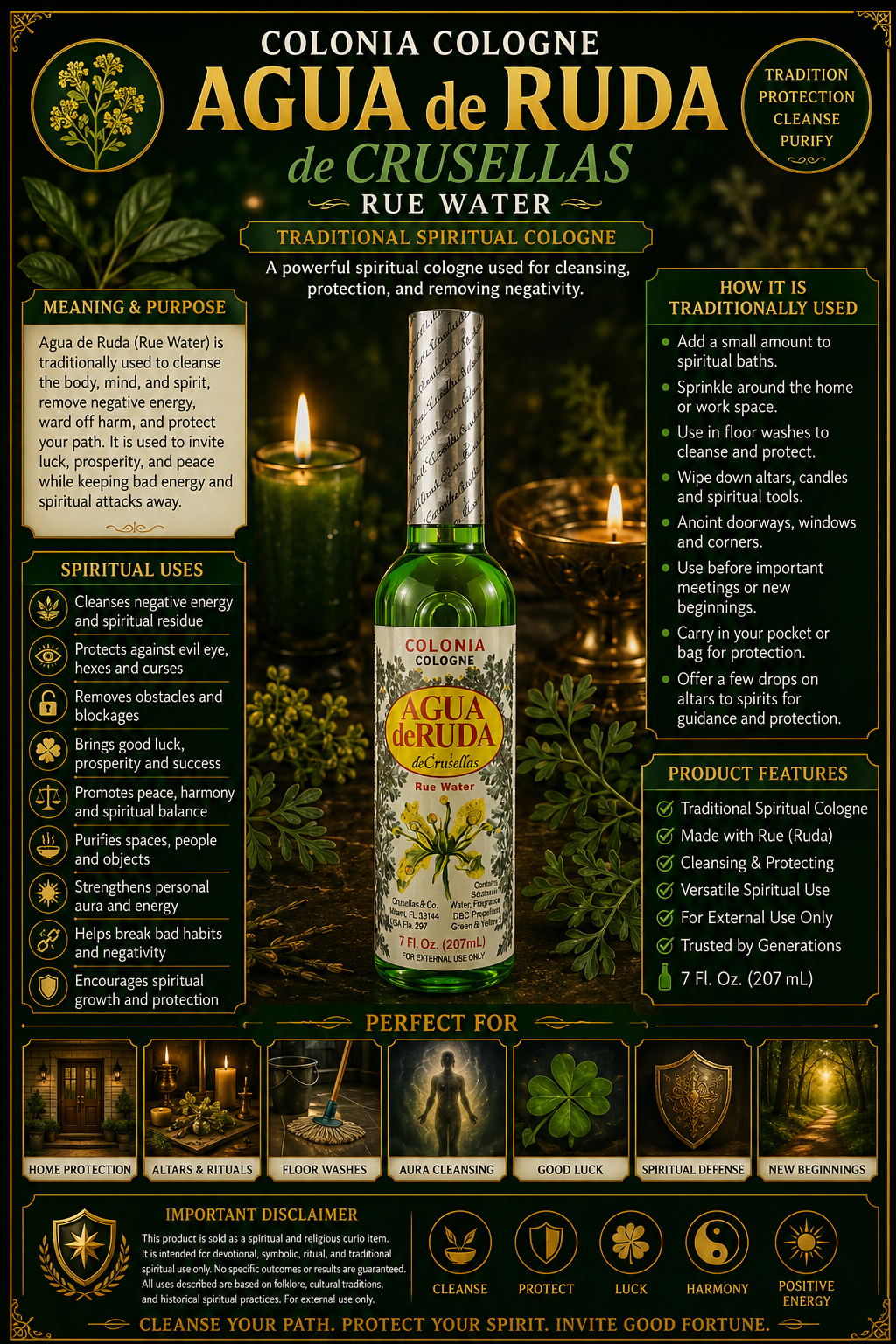 Agua de Ruda (Rue Water) Spiritual Cologne