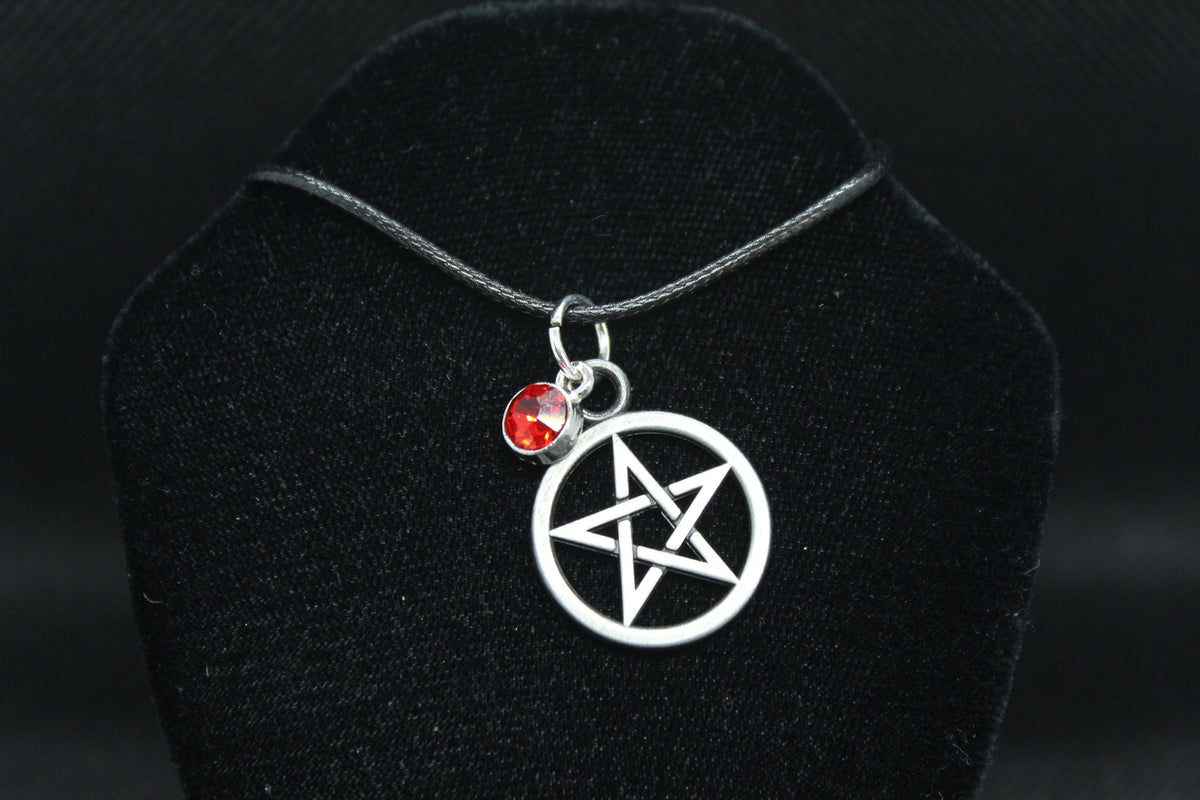 Pentacle Necklace With Red Crystal