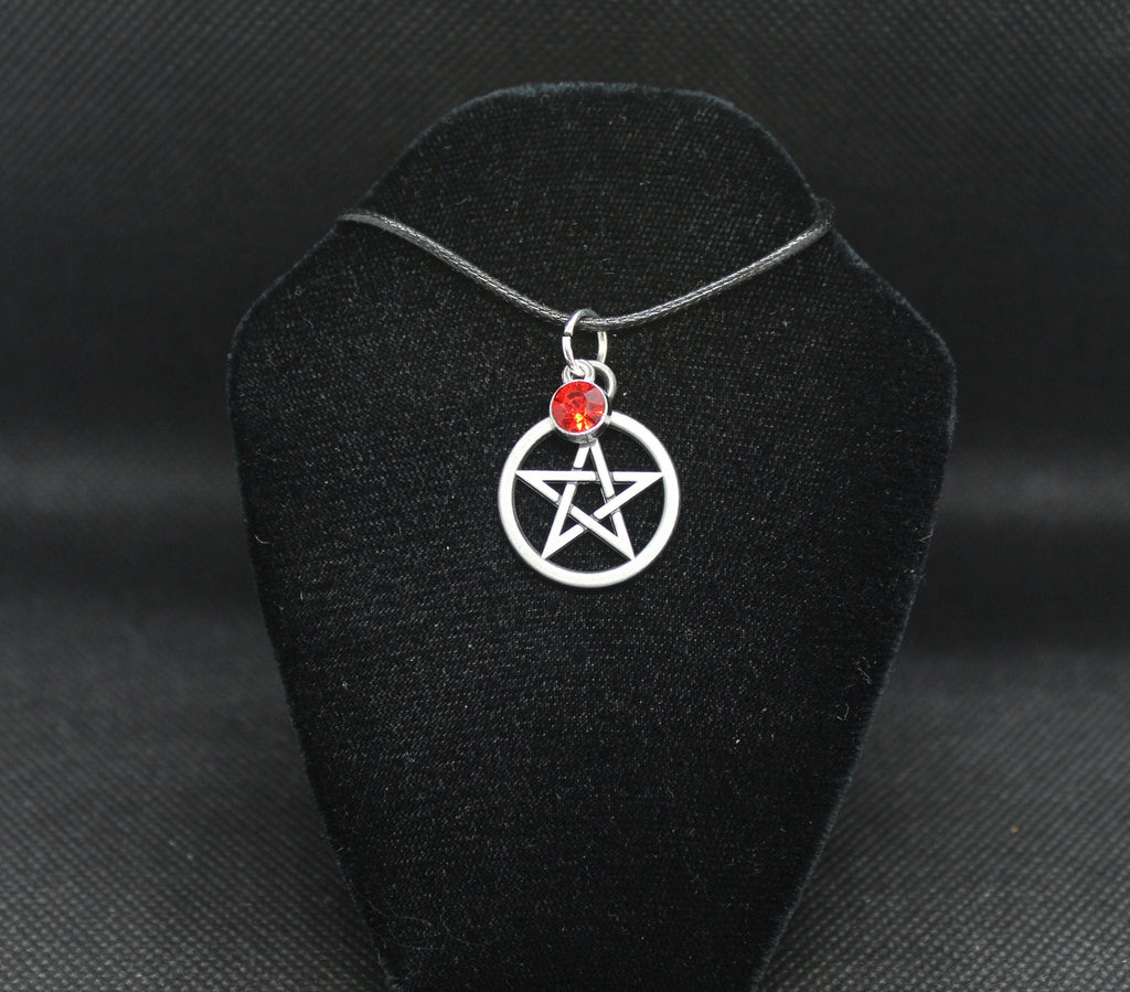 Pentacle Necklace With Red Crystal