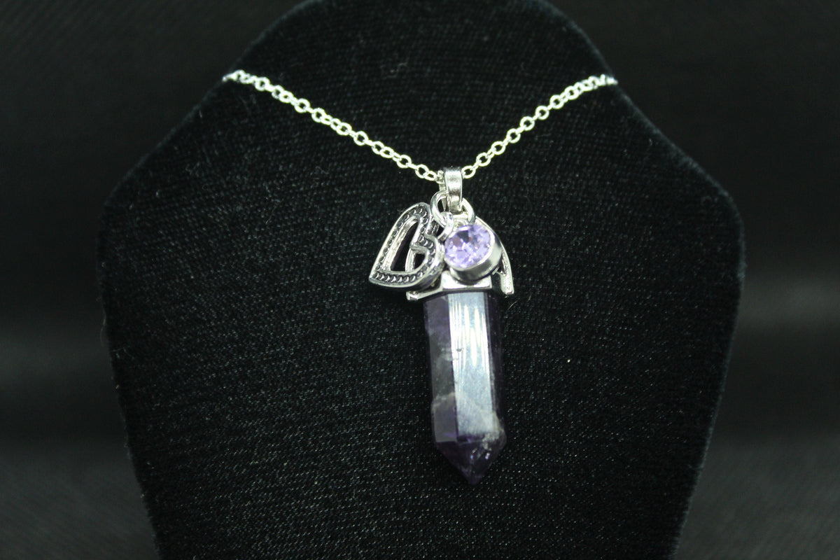 Amethyst Crystal & Heart Necklace