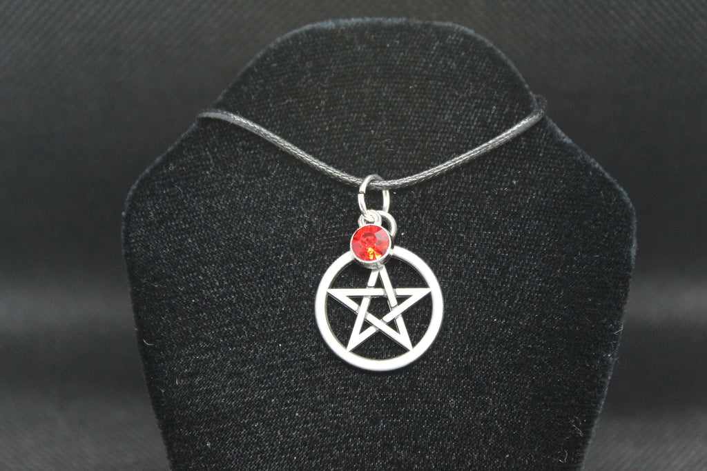 Pentacle Necklace With Red Crystal