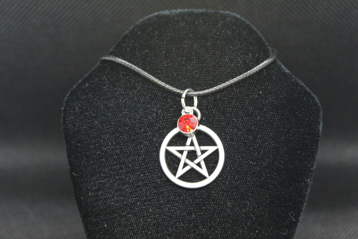 Pentacle Necklace With Red Crystal